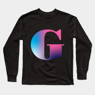 Capital Letter G Monogram Gradient Pink Blue White Long Sleeve T-Shirt